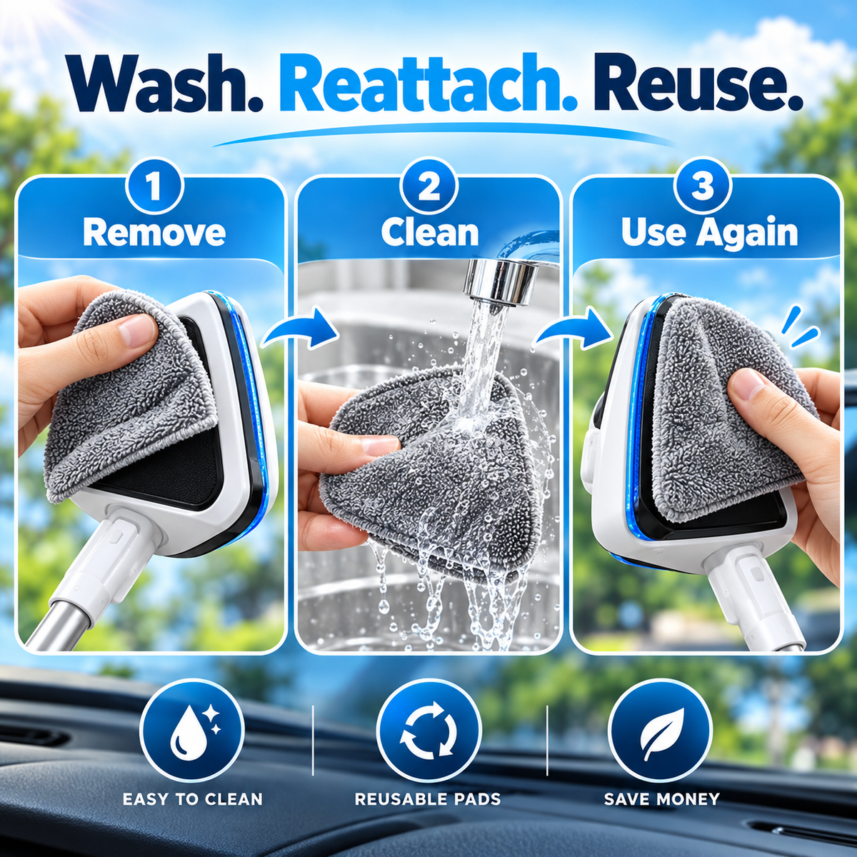 Dual-Side Magnetic Windshield Cleaner Kit